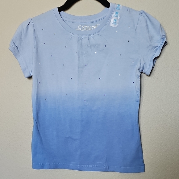 TCP NWT Rhinestone Puff Sleeve Blue Ombre Short Sleeve Tee Medium 7/8 - Picture 1 of 7